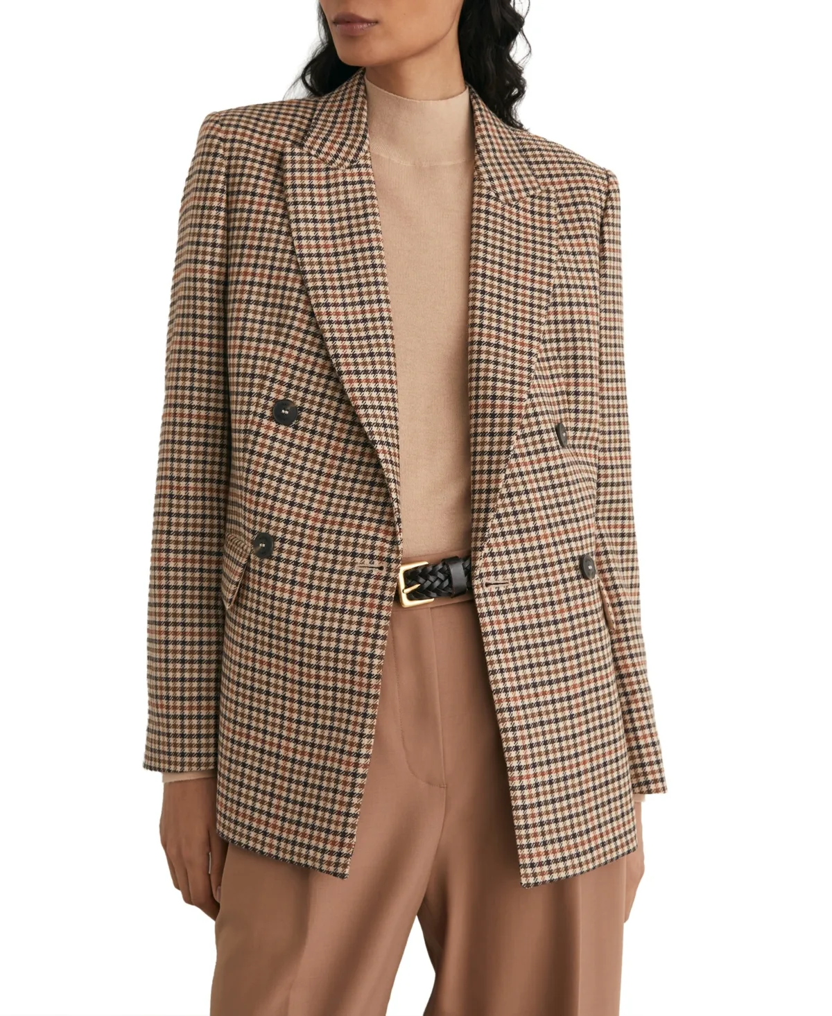 Willow Double-Breasted Wool Check Blazer by Reiss