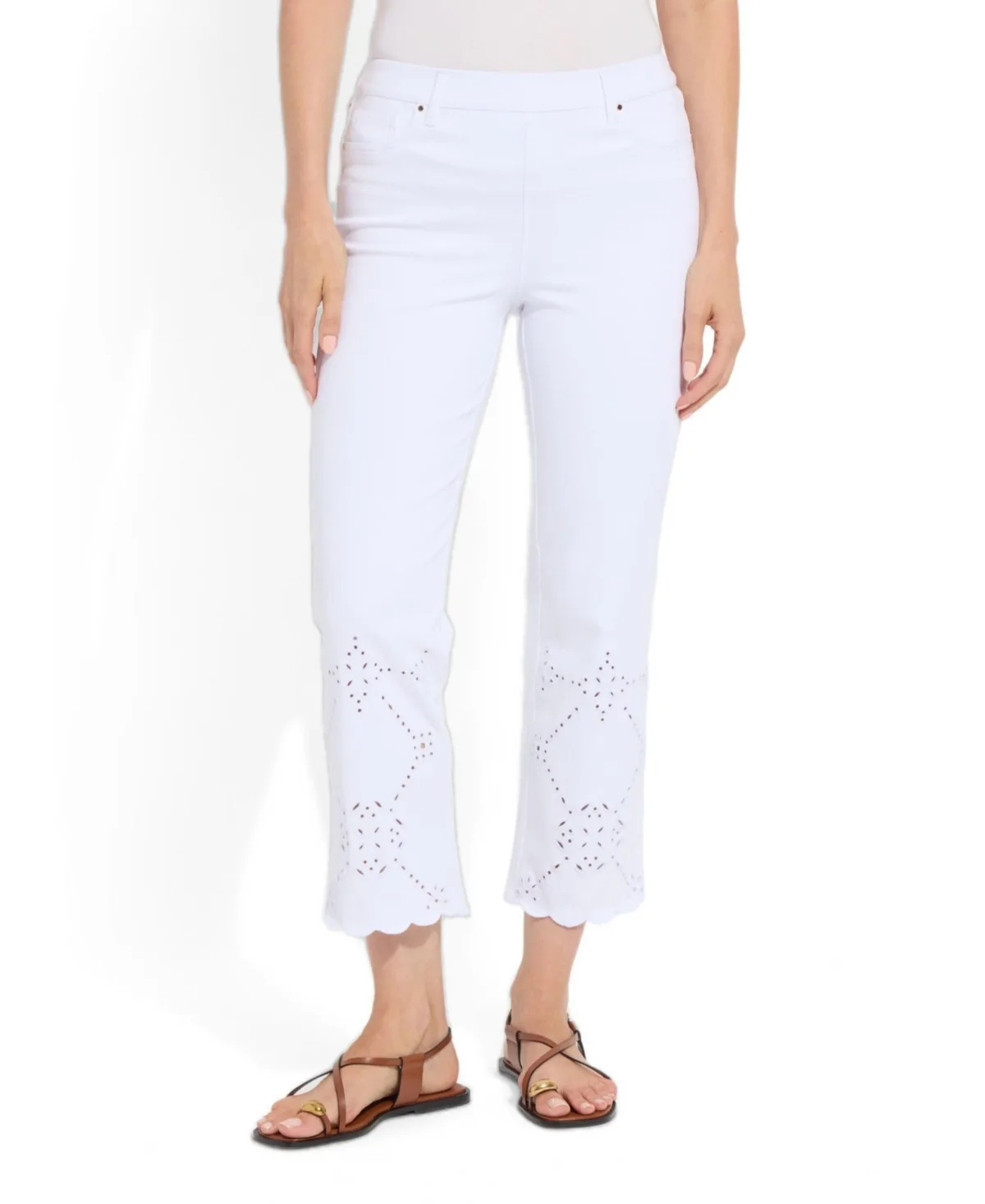 Billie High-Rise Straight-Leg Eyelet Jeans by Lysse