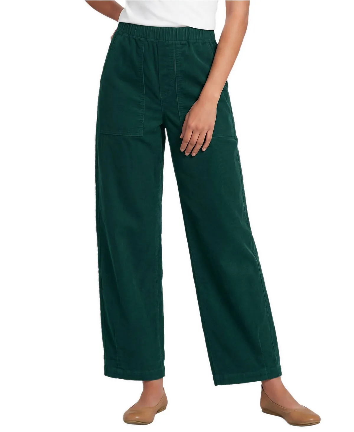 Corduroy High Rise Pull on Utility Barrel Leg Pants by Lands' End