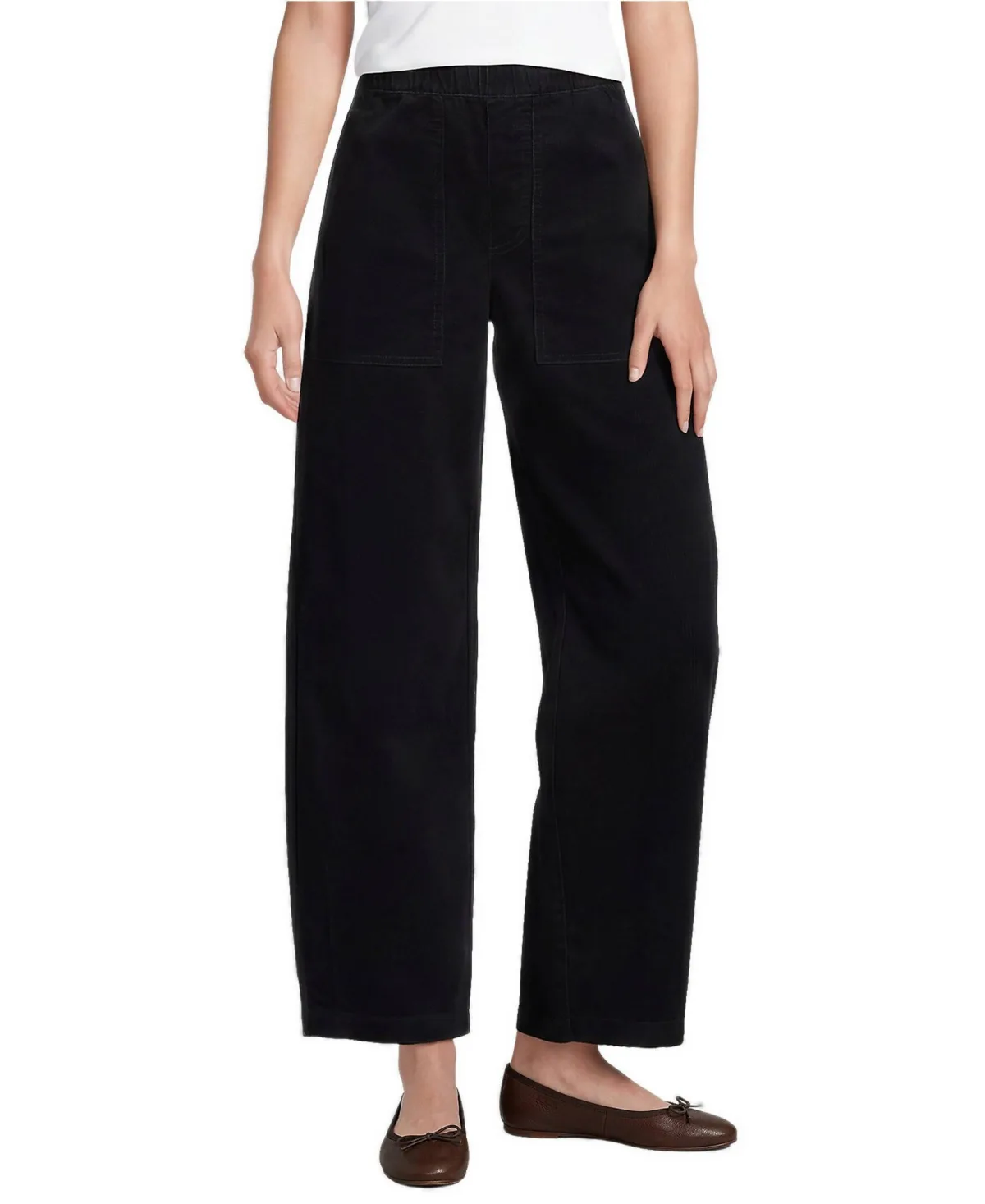 Corduroy High Rise Pull on Utility Barrel Leg Pants by Lands' End