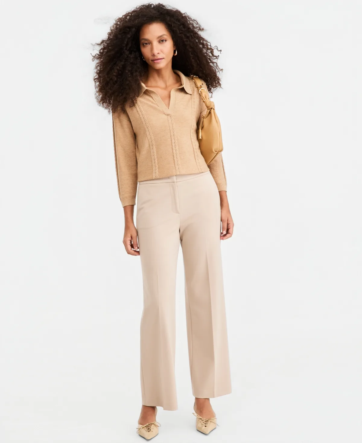 Wide-Leg High-Waisted Stretch Pants by Emme Marella