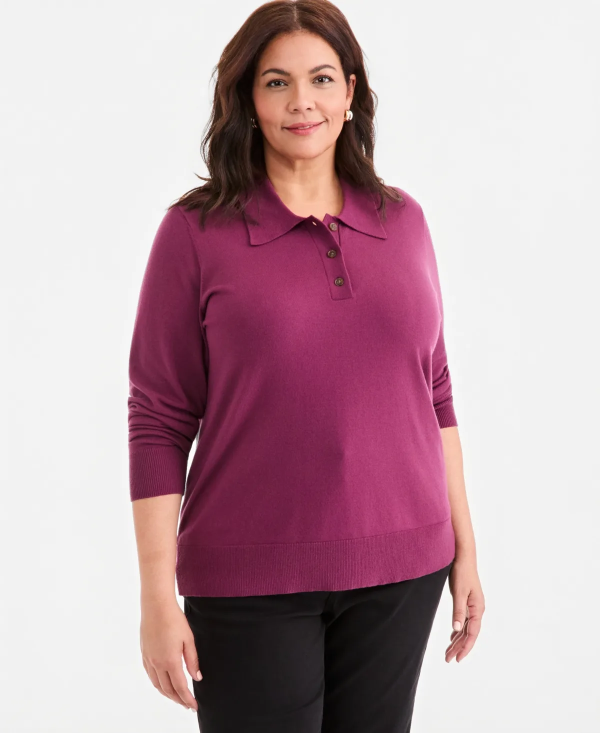 Long-Sleeve Polo Sweater by Style & Co