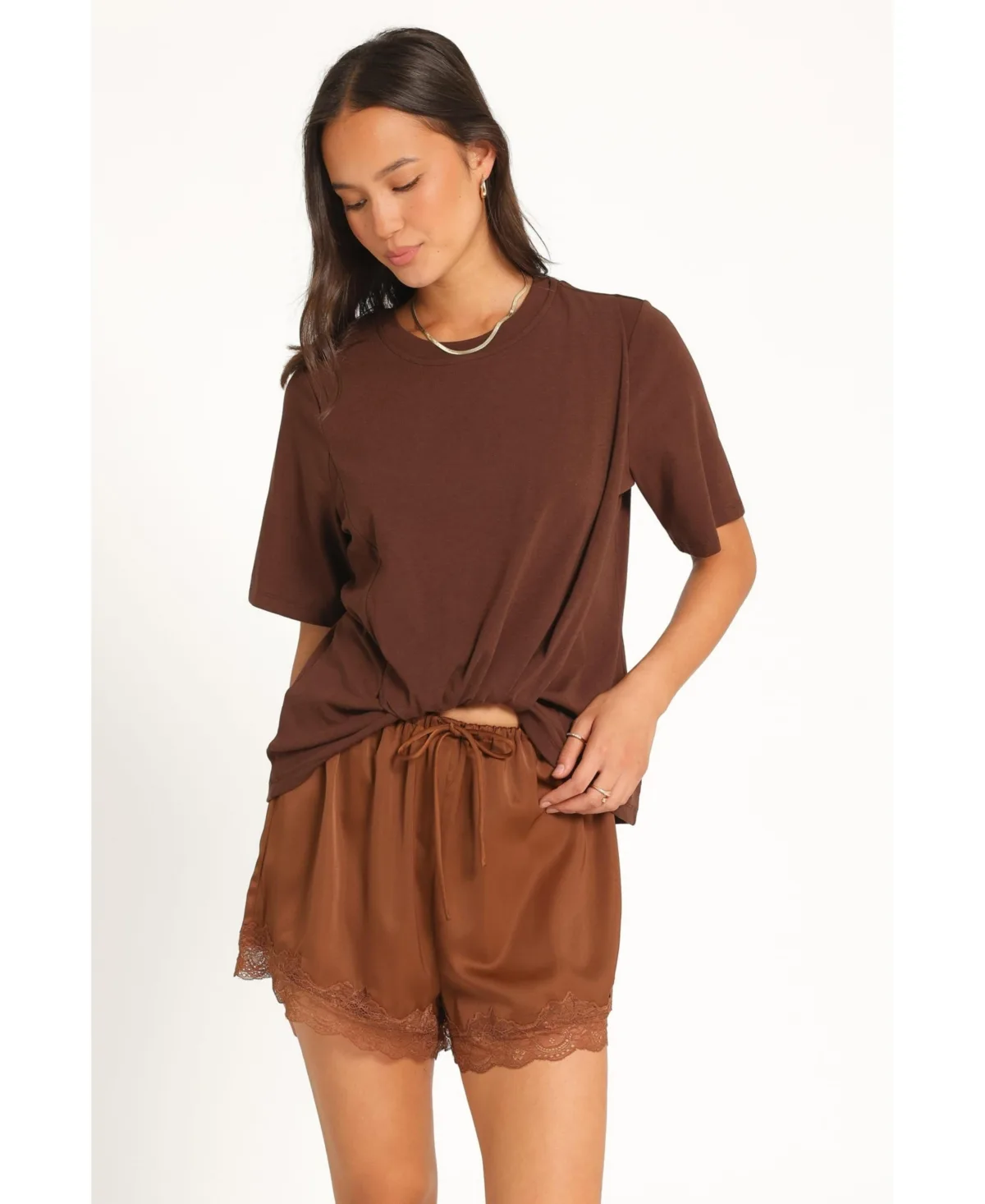 Landon Front-Twist-Tuck Knit T-Shirt by Petal & Pup