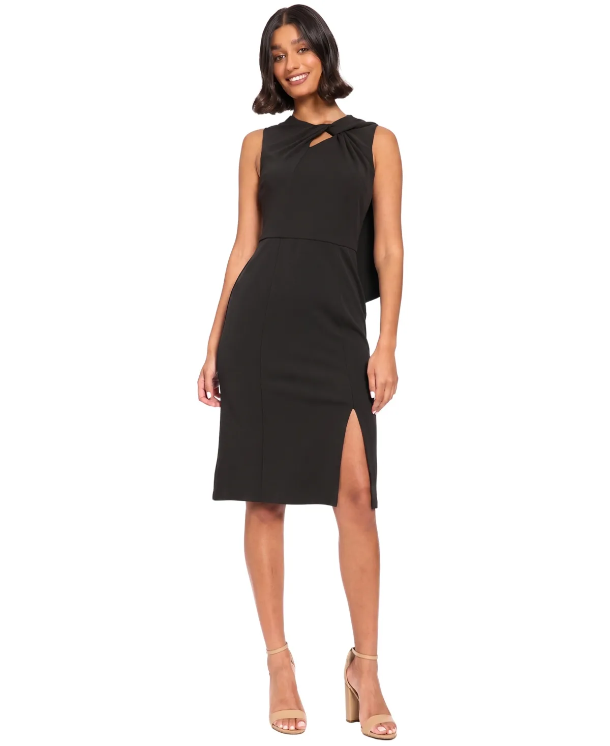 Midi Asymmetrical-Neckline Dress by London Times