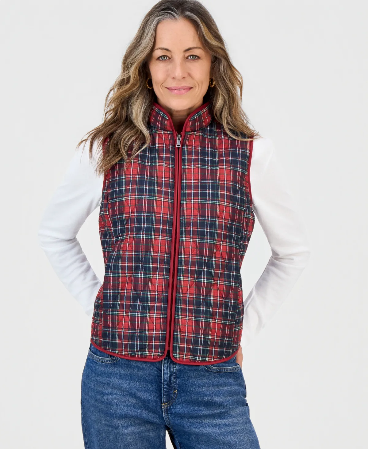 Quilted Plaid Puffer Vest by Style & Co