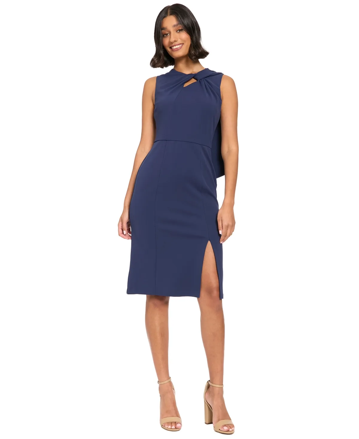 Midi Asymmetrical-Neckline Dress