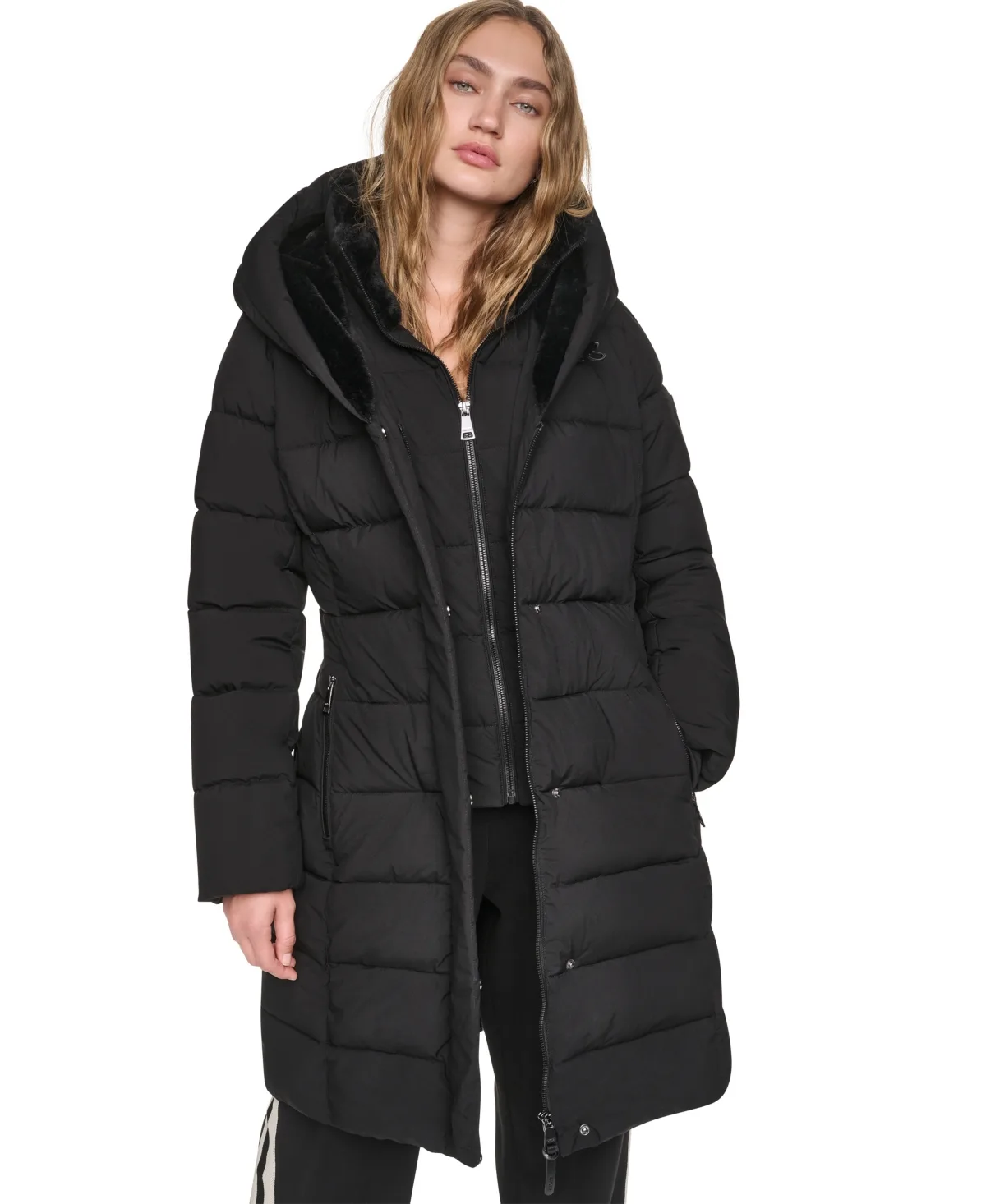 Belted Walker with Faux Fur Hood and Bib Coat