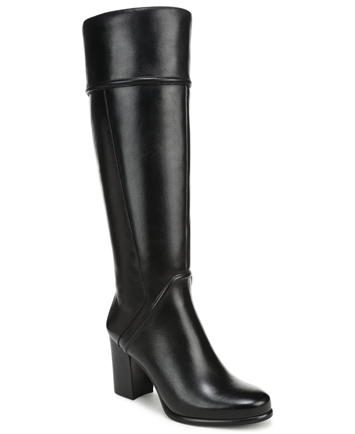 27 Edit Naturalizer Lexa Knee High Wide Calf Block Heel Boots - Black Leather