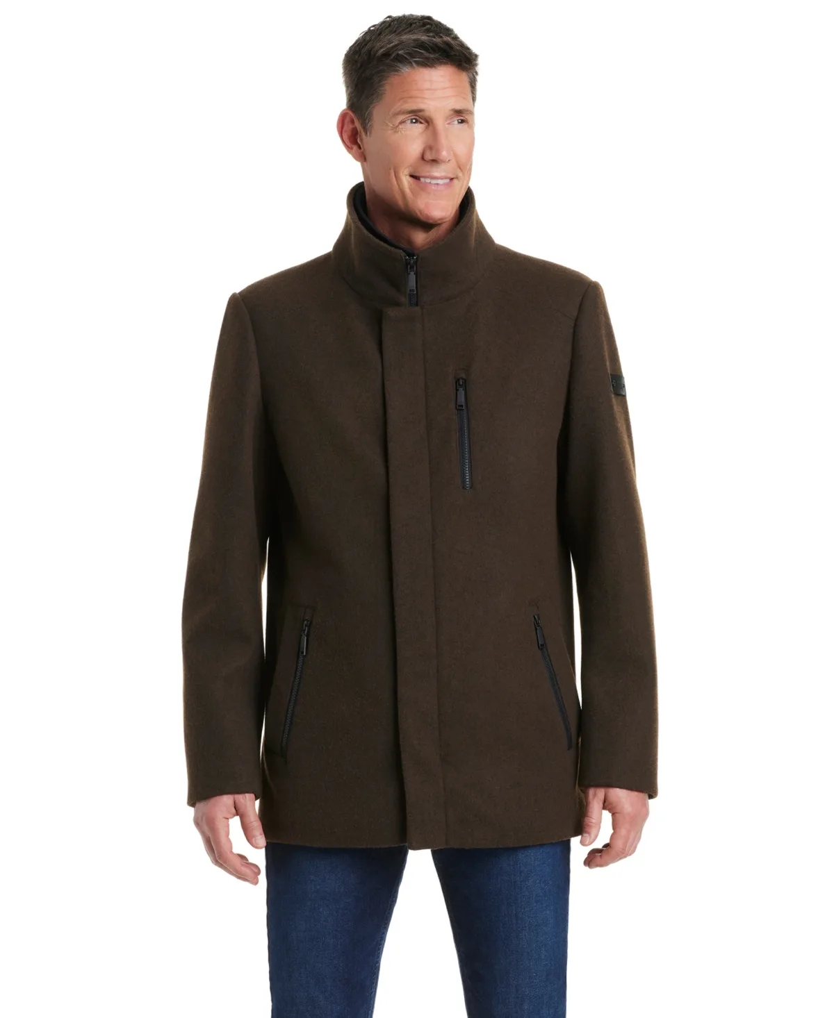 Funnel Neck Wool Blend Car Coat by Vince Camuto