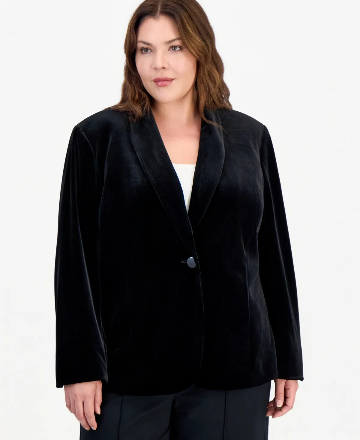 Essentials Velvet Shawl Collar Blazer by Anne Klein
