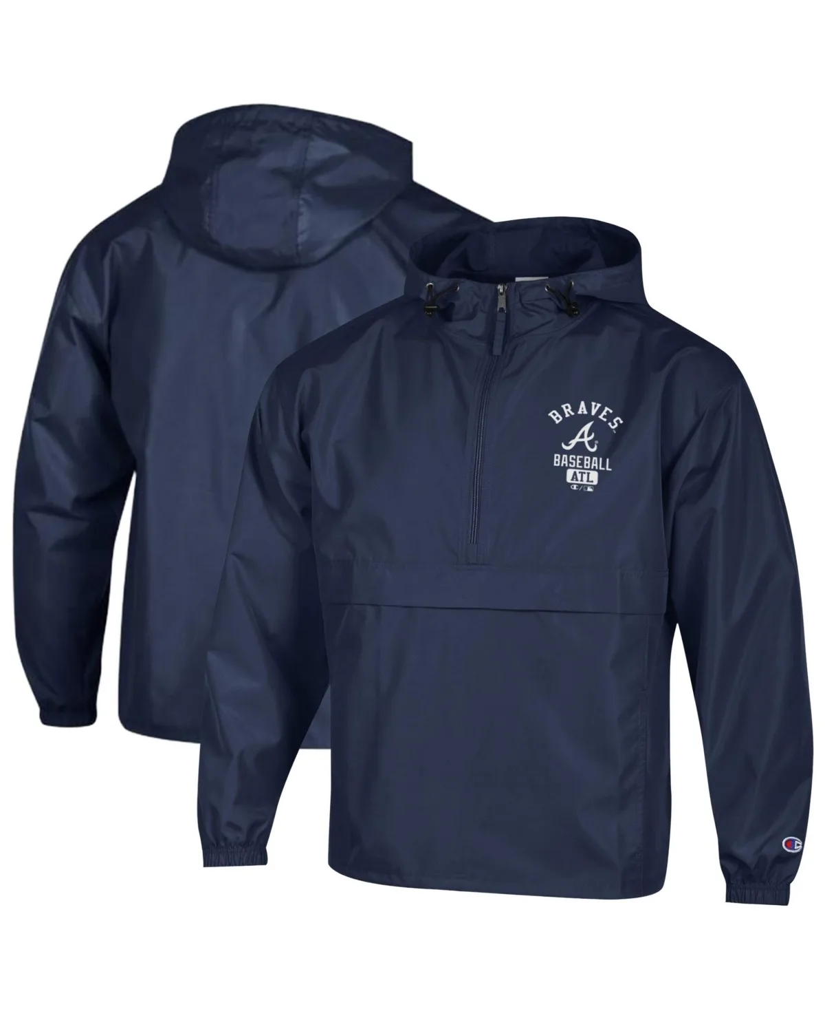 Atlanta Braves Packable Windbreaker Half-Zip Sweatshirt by Champion