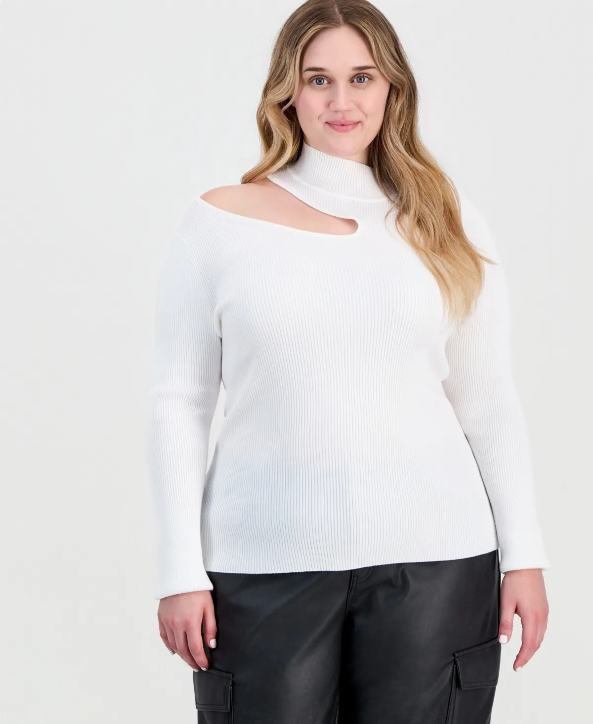 Long-Sleeve Mock-Neck Cutout Top by Full Circle Trends