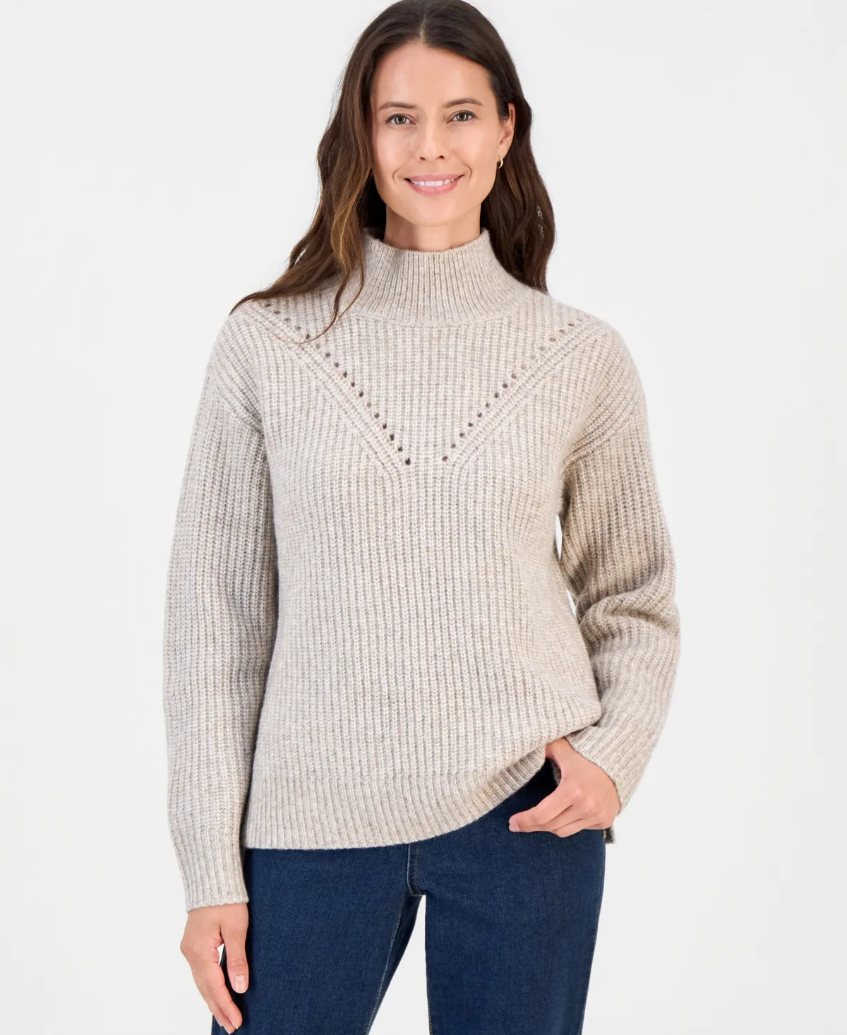 Cozy Pointelle Mockneck Sweater