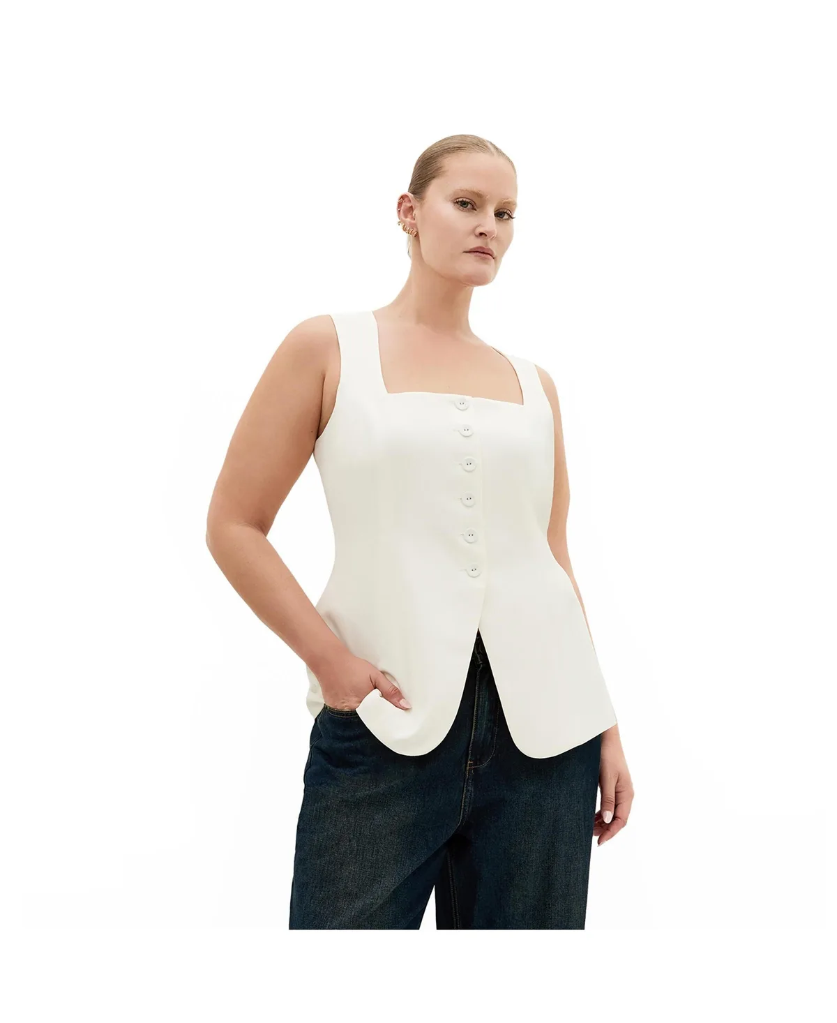 Abbie Tailored Square-Neck Vest by City Chic