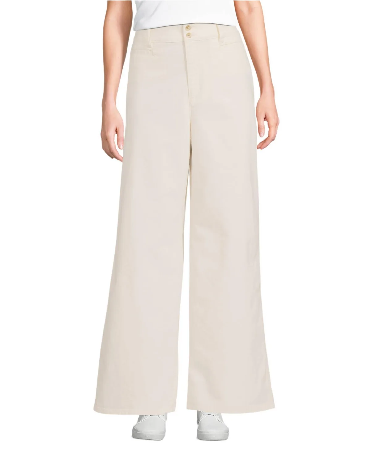 Stretch Canvas High Rise Wide Leg Pants by Lands' End