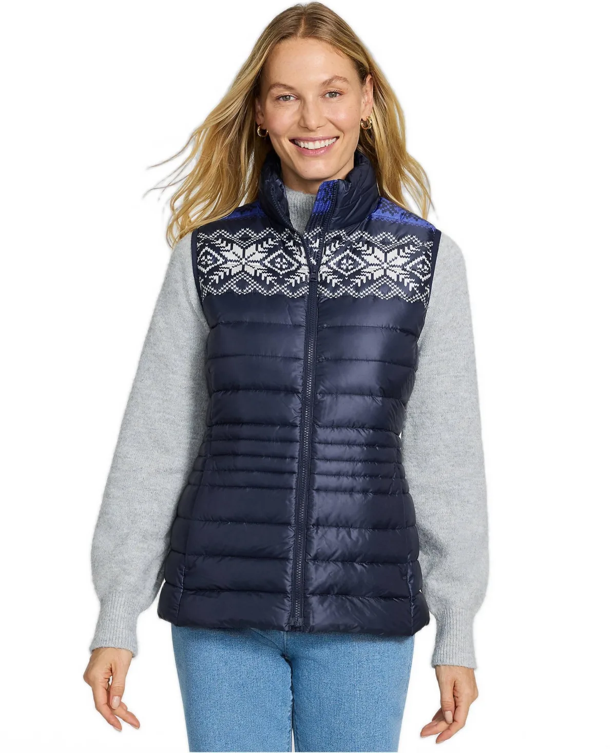 Wanderweight Packable Down Print Vest by Lands' End