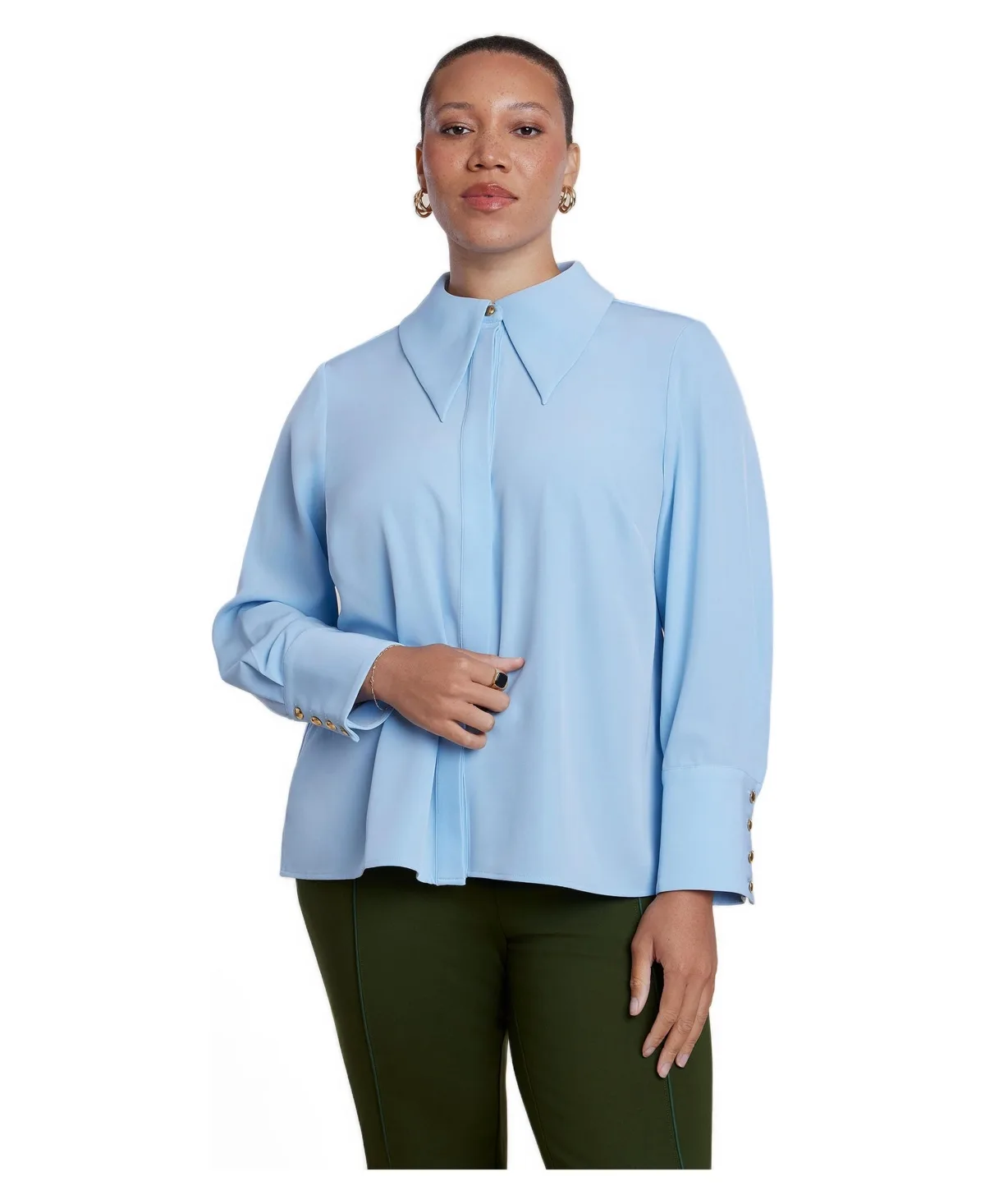 Pointed Collar Button Up Shirt by Eloquii
