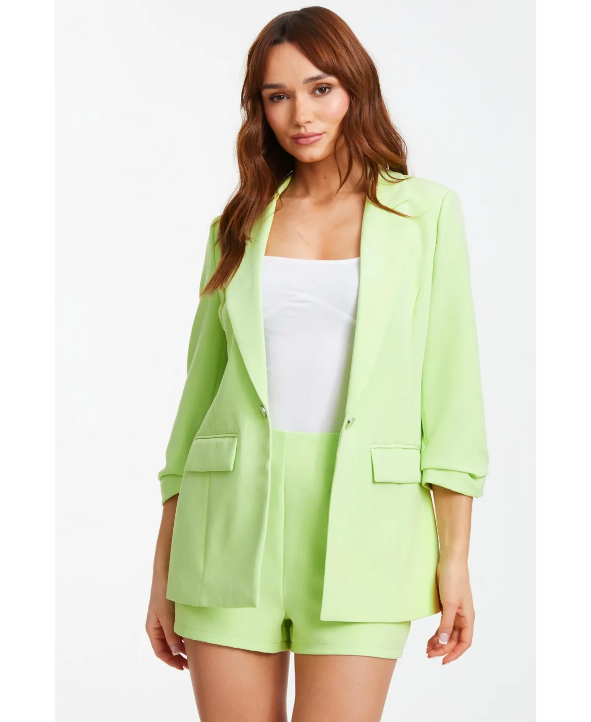 Ruched Sleeve Tailored Blazer by Quiz
