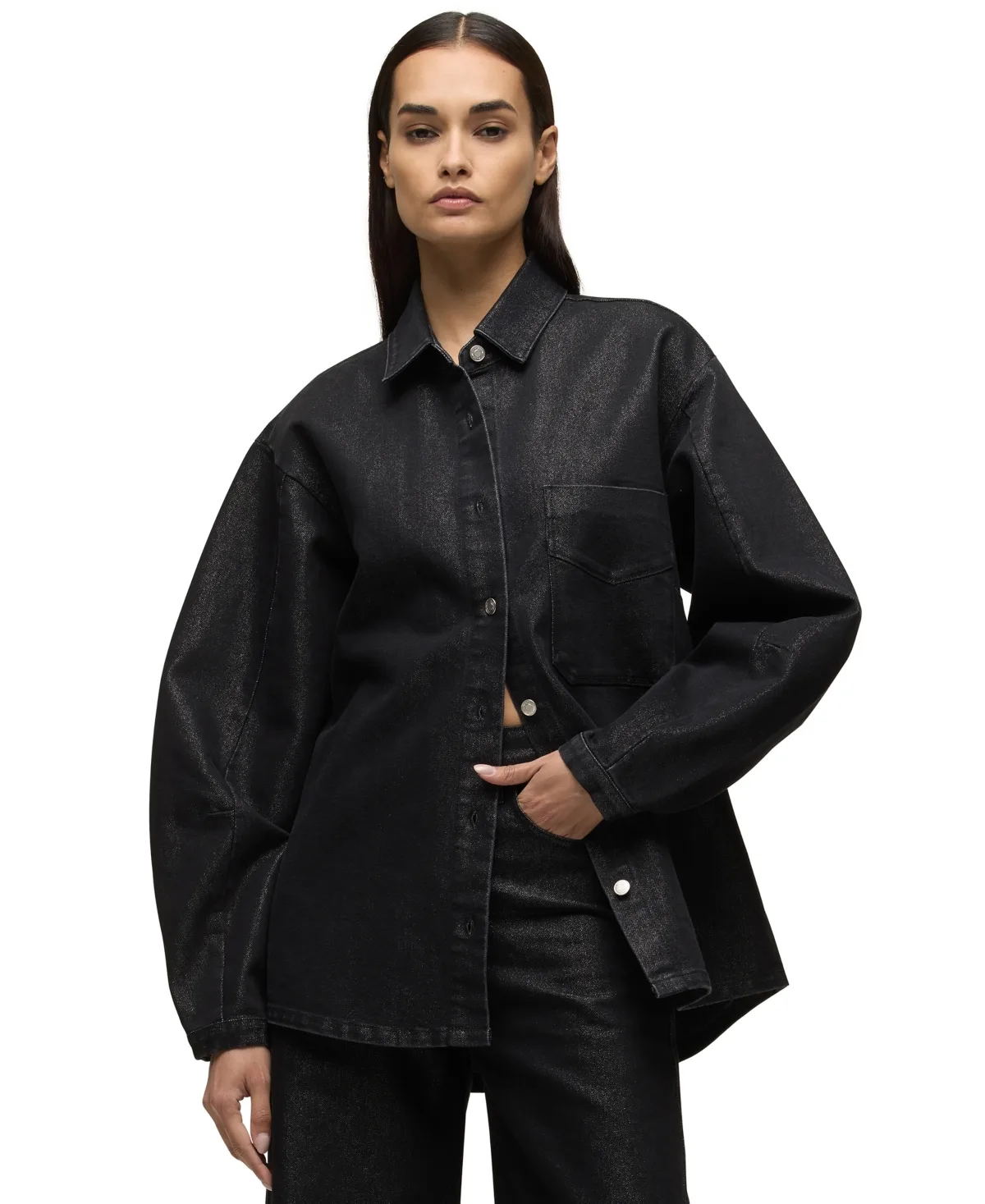 Barrel-Sleeve Denim Shirt Jacket by Hudson Jeans