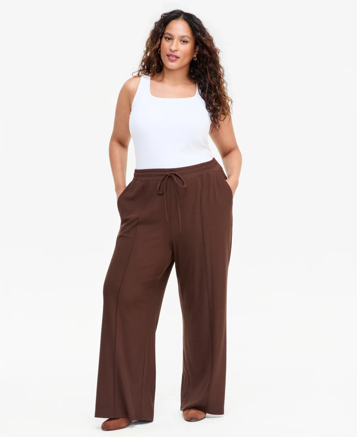 Ribbed Wide-Leg Drawstring Pants by INC International Concepts