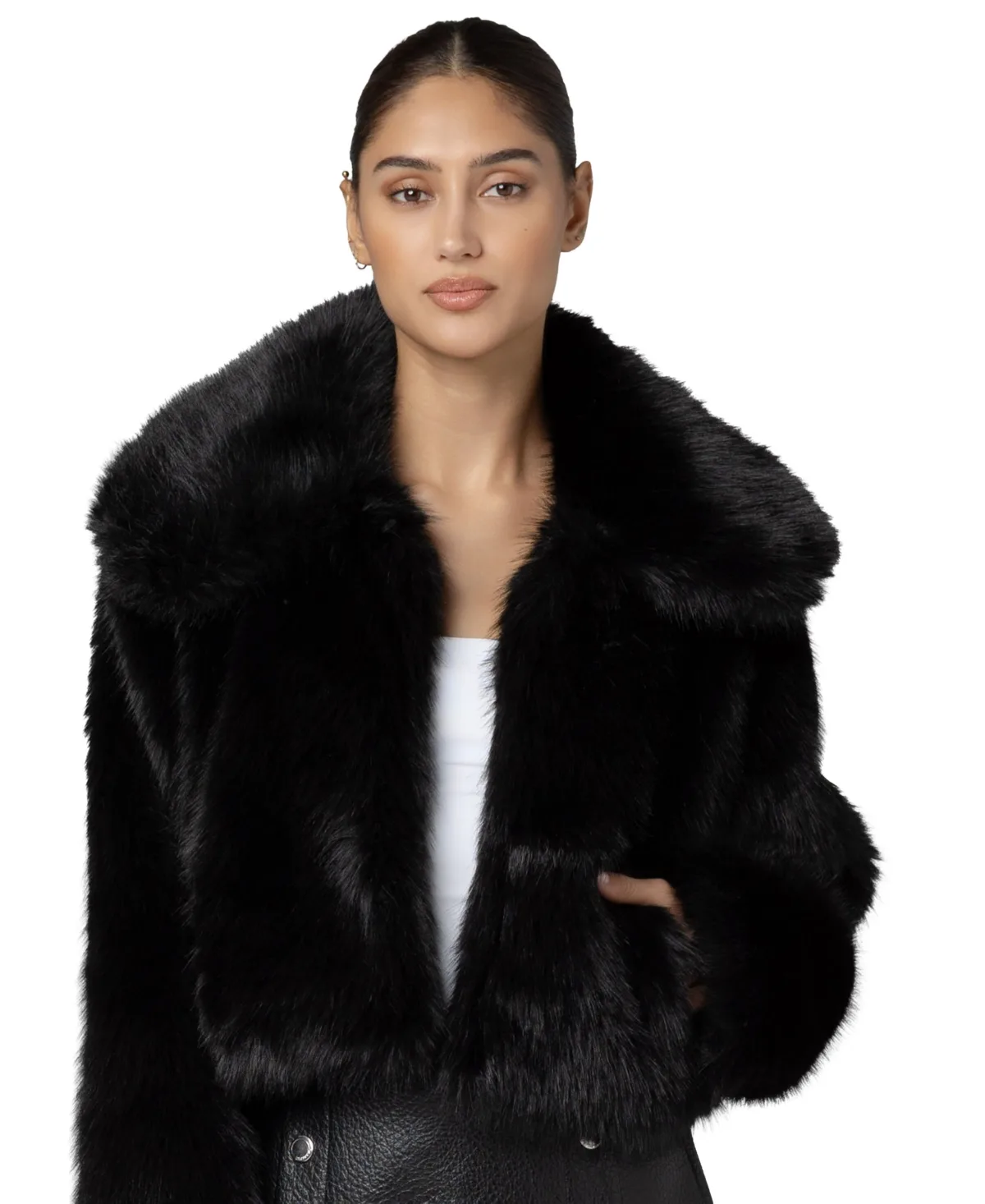 Make It Rain Faux-Fur Cropped Jacket by Blank