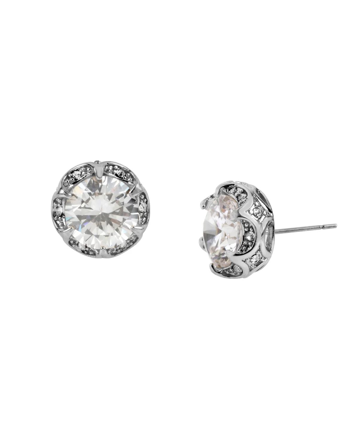 Silver-Tone Crystal Ruffled Earrings by Betsey Johnson
