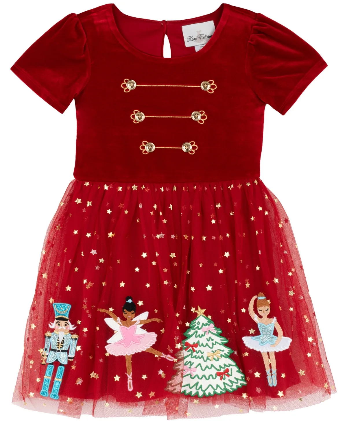 Nutcracker Velvet Bodice Star-Print Tutu Dress by Rare Editions