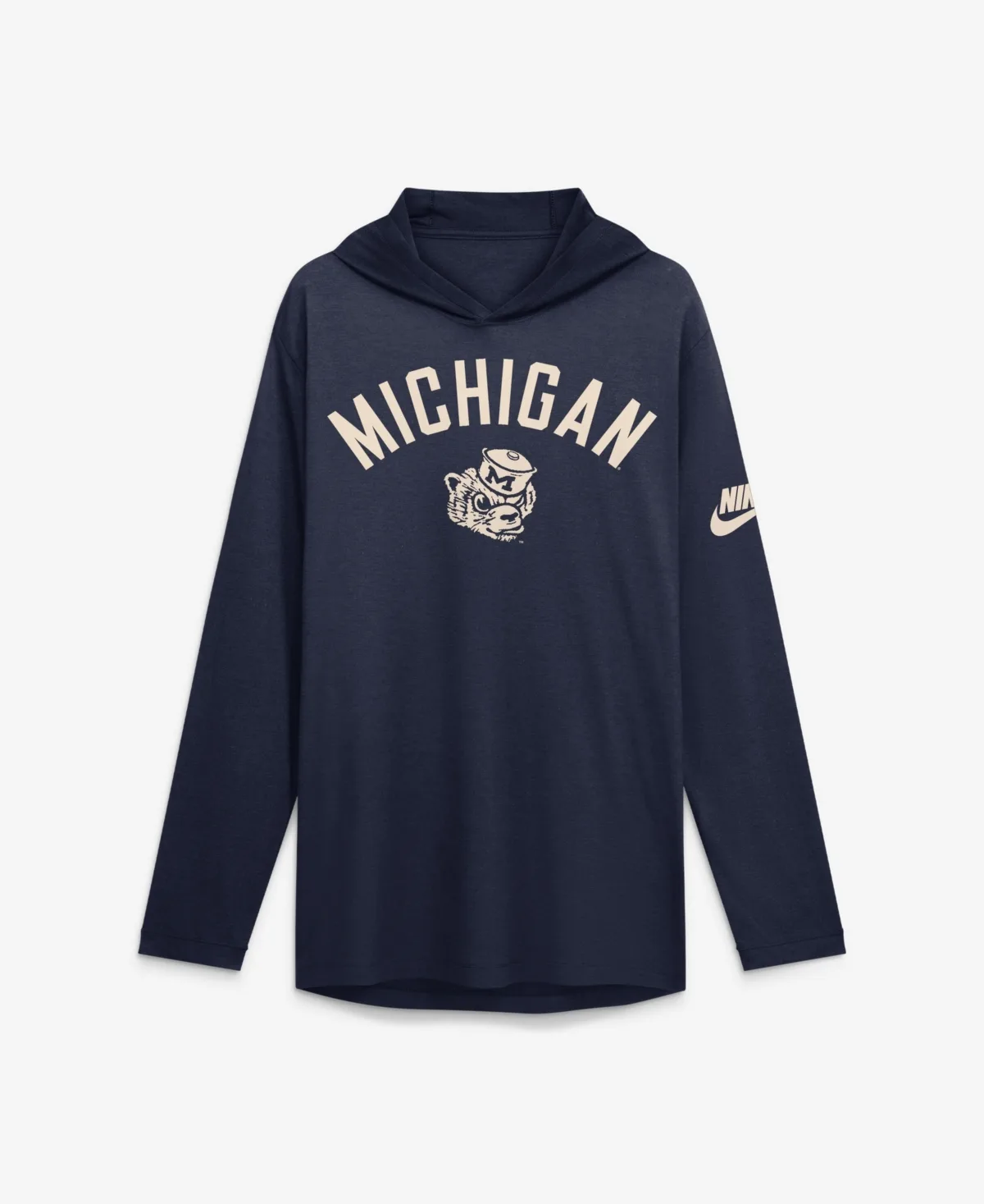 Michigan Wolverines Legacy Arch Tri-Blend Long-Sleeve Hooded T-Shirt by Nike