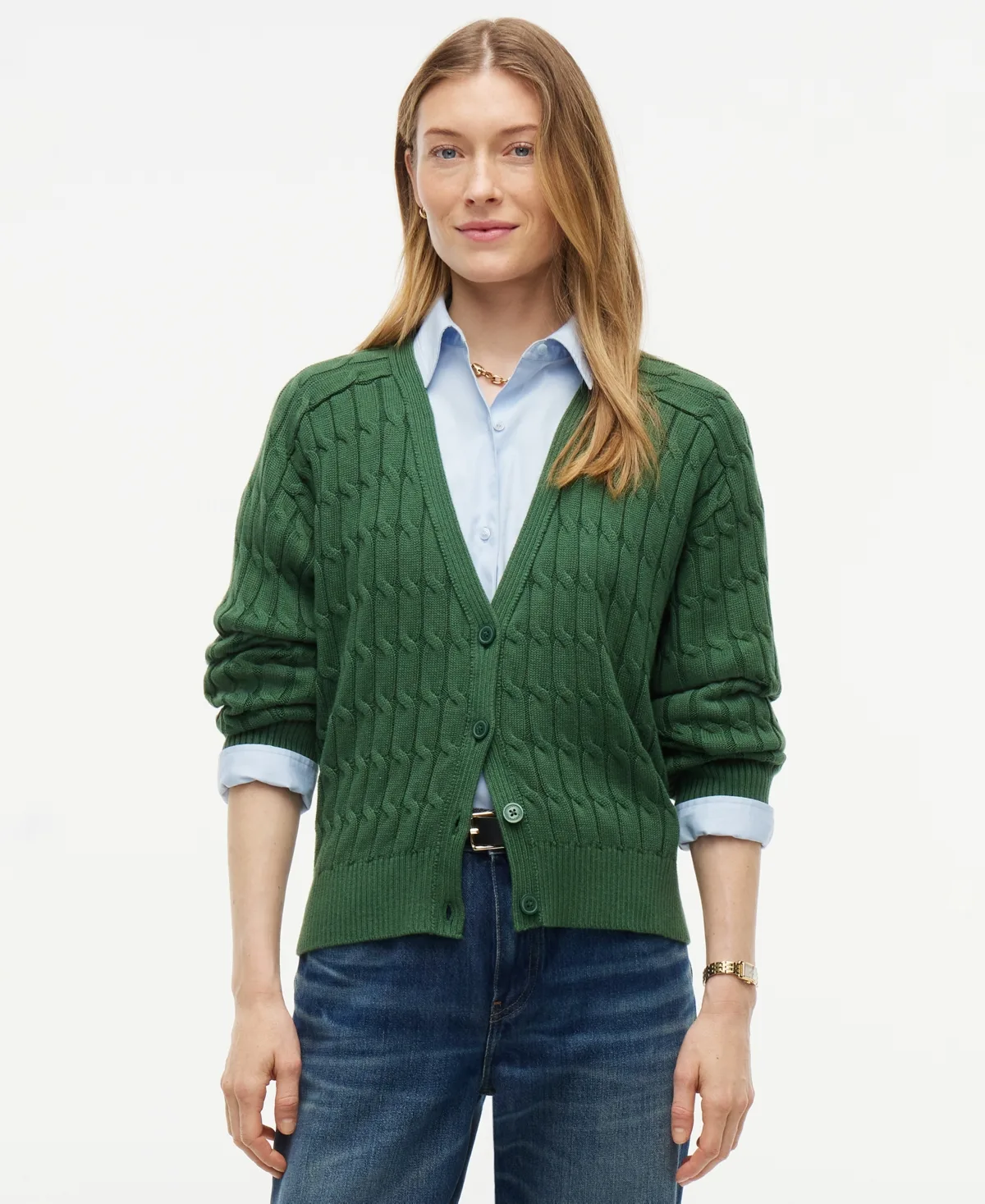 Oversized Cable-Knit V-Neck Cardigan by Tommy Hilfiger