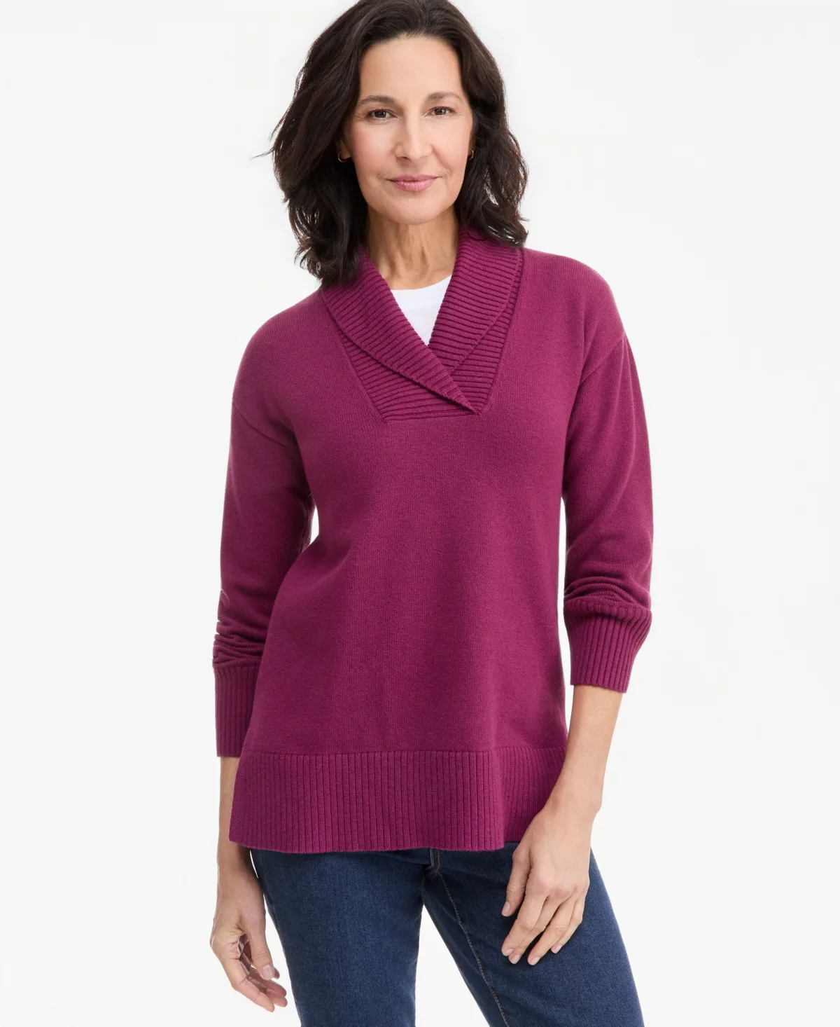 Shawl Collar Cotton-Blend Sweater by Style & Co