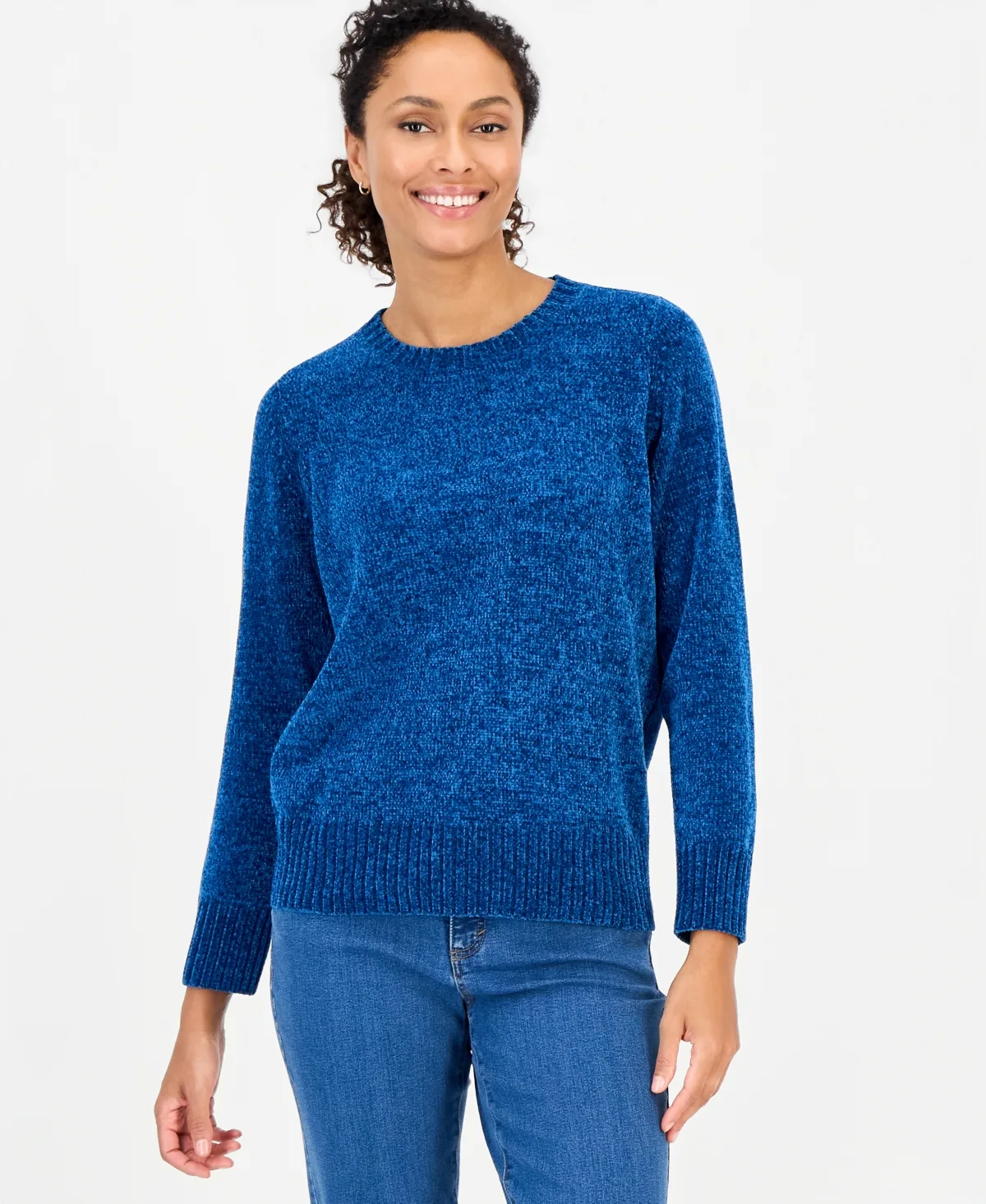 Crewneck Chenille Long-Sleeve Sweater by Style & Co