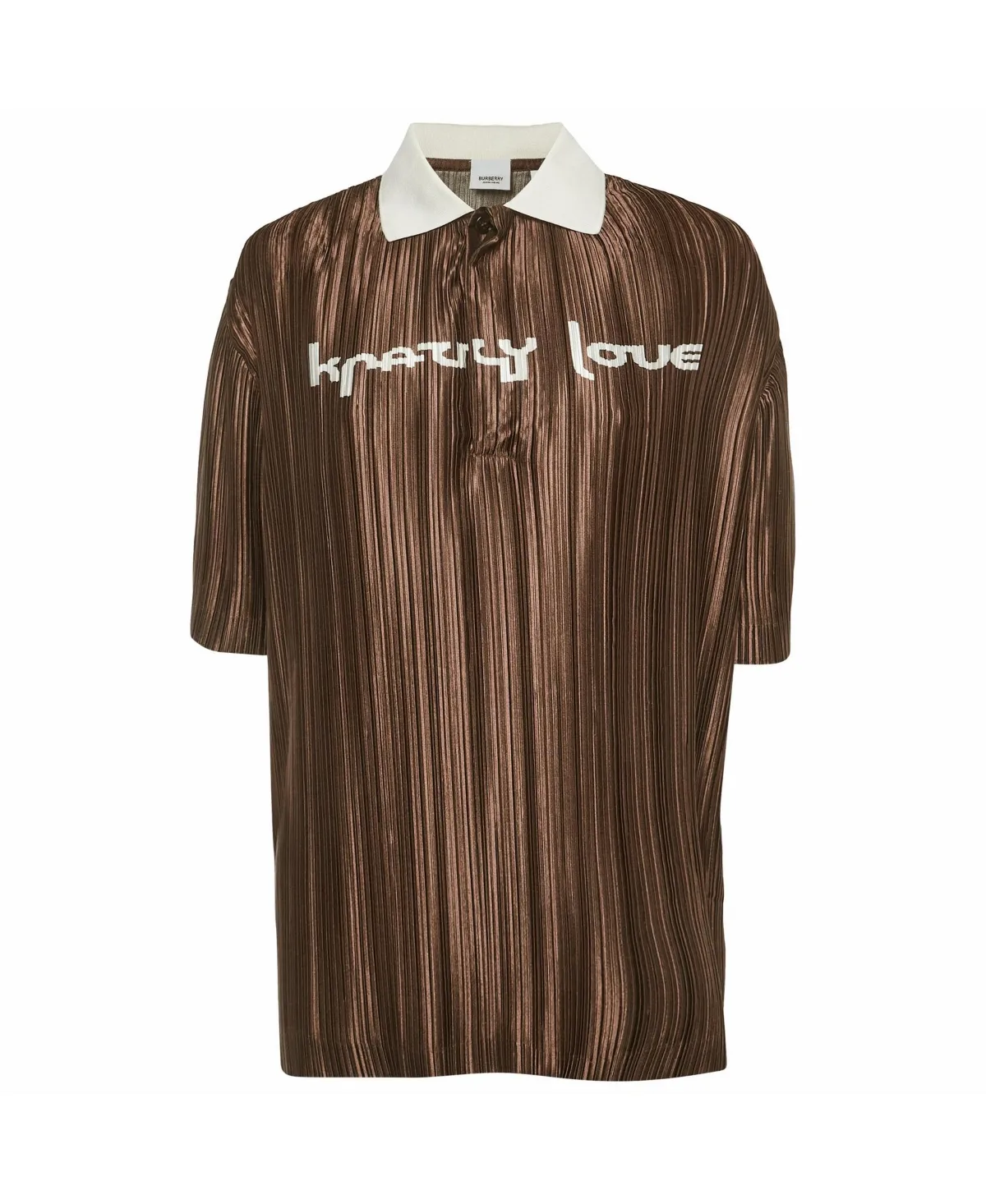 Pre-Owned Krazy Love Plisse Satin Polo Top by Burberry
