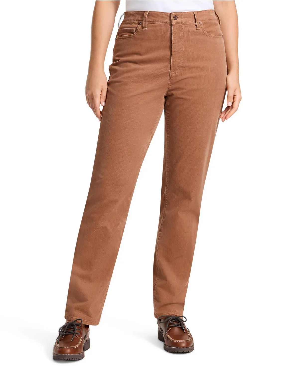 Fine Wale Corduroy High Rise Straight Leg Pants by Lands' End