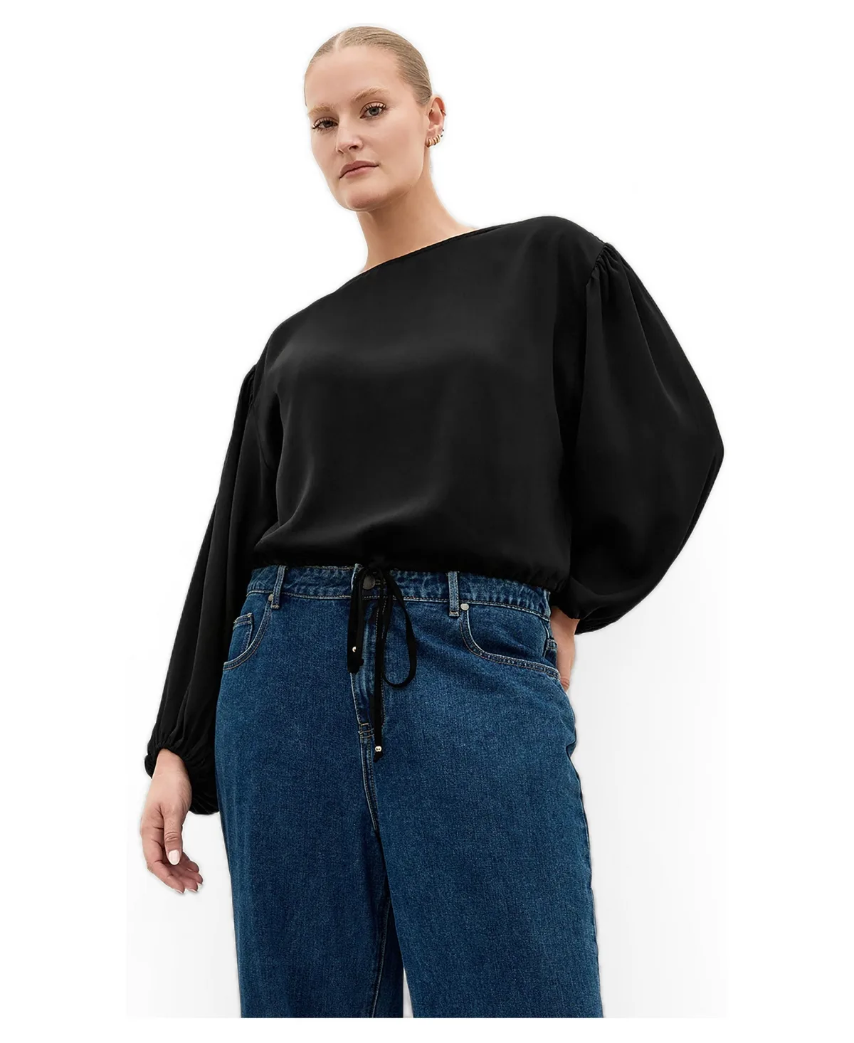 Elise Boat Neck Drawstring Hem Detail Top by City Chic