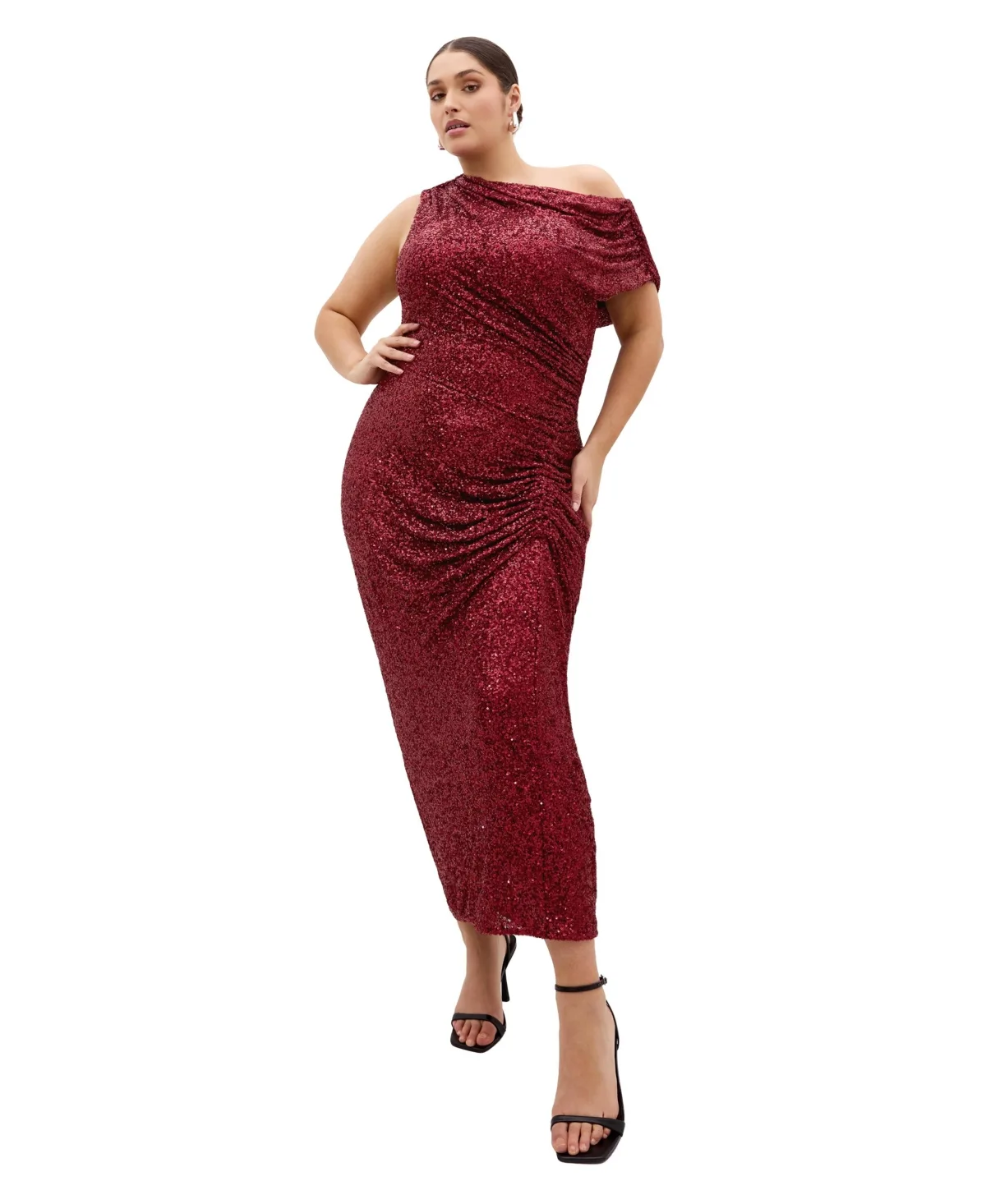 Sequin Star Off Shoulder Maxi Dress by City Chic