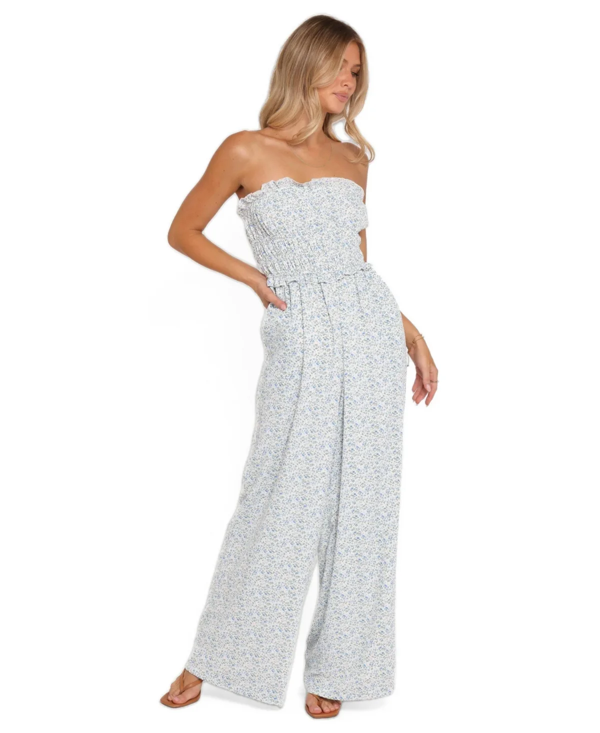 Yulissa Strapless Floral Wide-Leg Jumpsuit by Petal and Pup