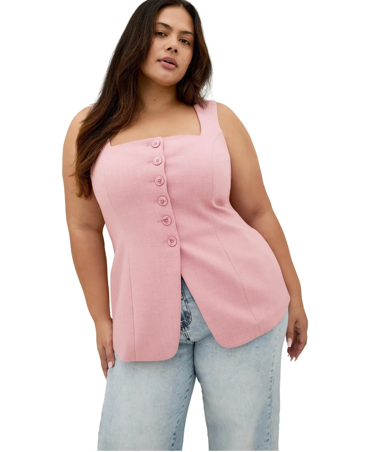 Imogen Square Neckline Tailored Close Fit Vest by City Chic