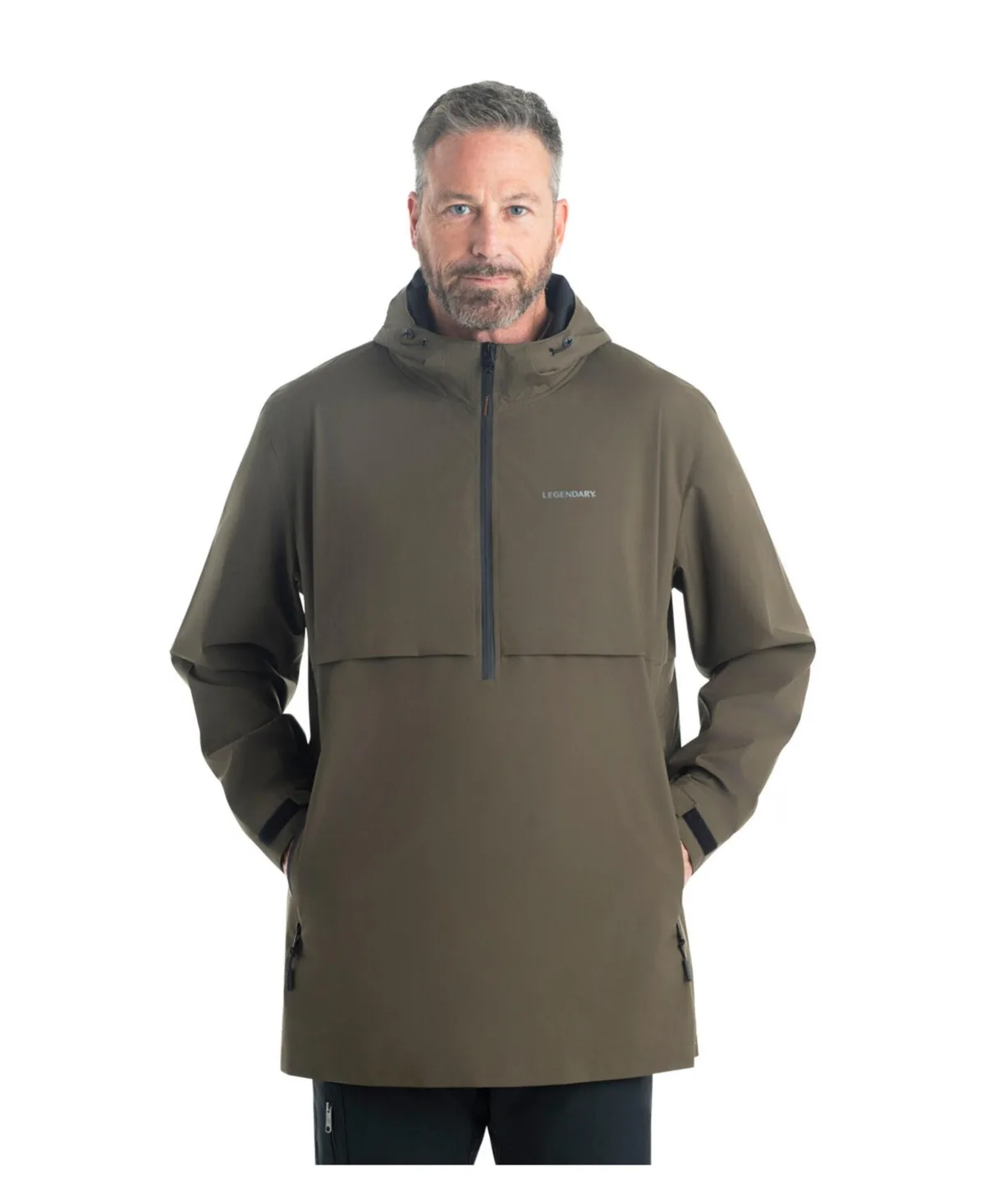 Water Resistant Hooded Pullover Half Zip Up Jacket by Legendary Whitetails