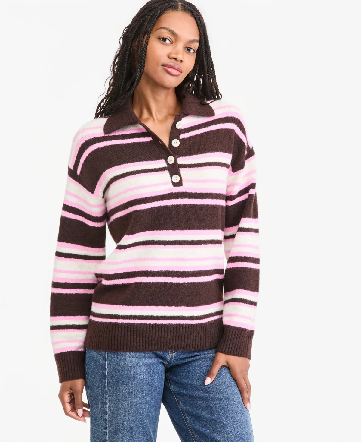 Long-Sleeve Polo Sweater by On 34th