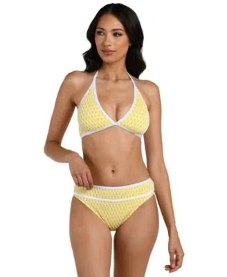 Prep Paddle Banded Halter Bikini Top Hipster Bottoms by La Blanca