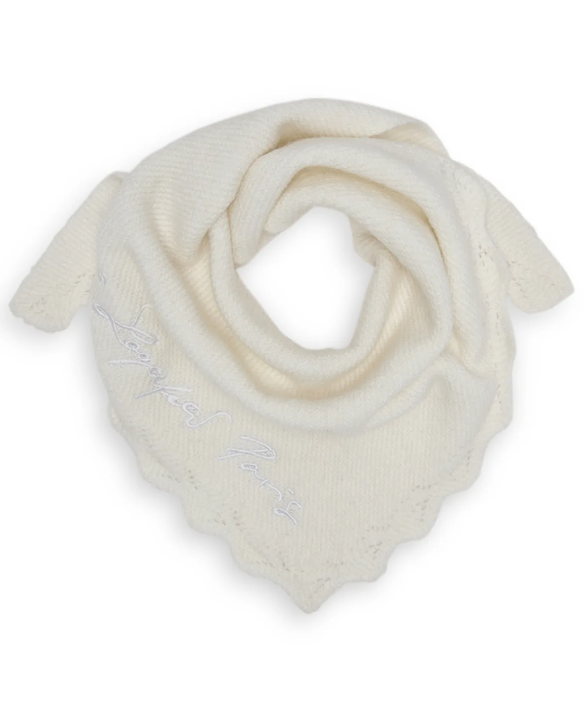 Scallop Edge Embroidered Logo Triangle Scarf by Karl Lagerfeld