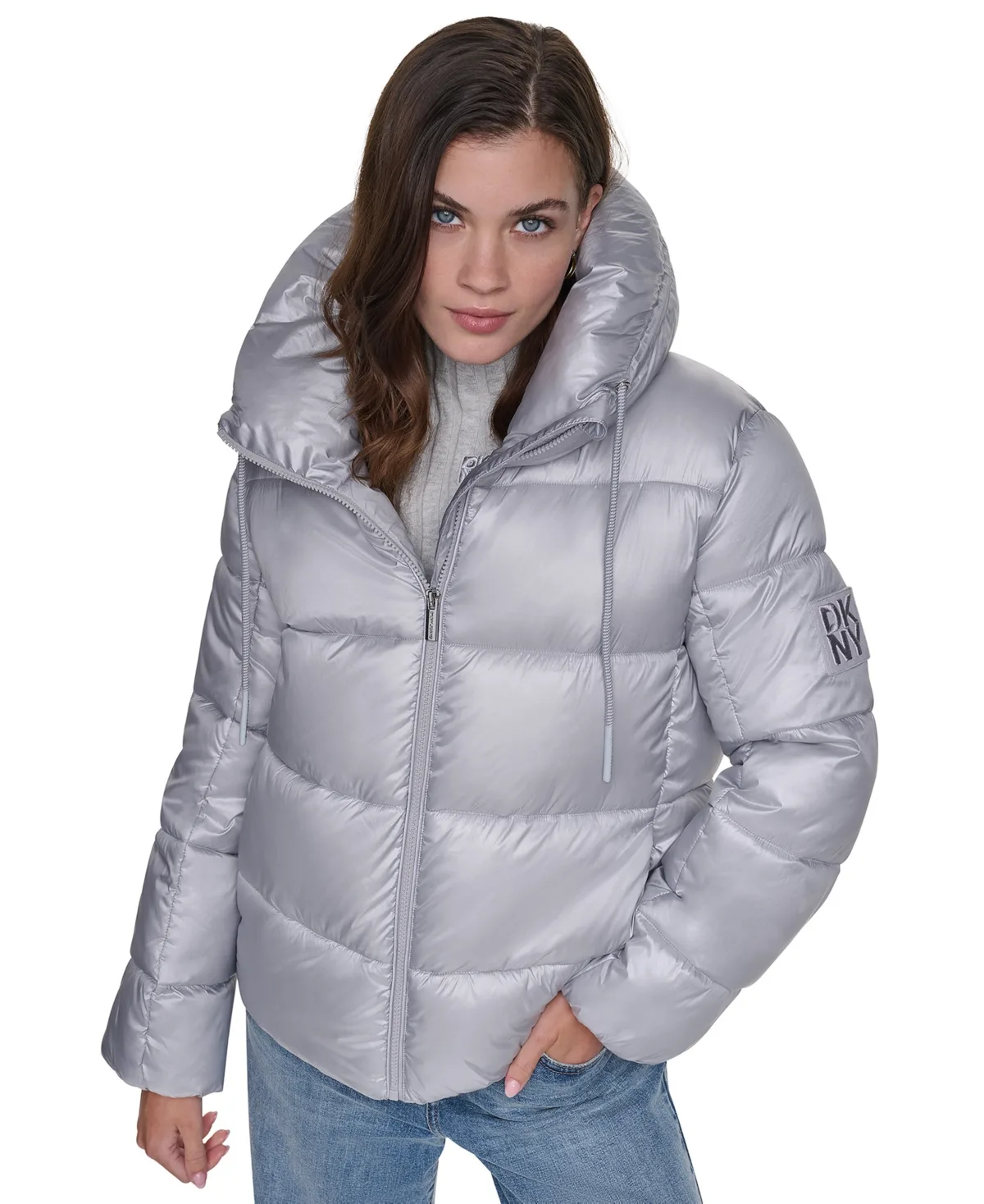 Quilted Puffer W/ Drama Collar Jacket by DKNY