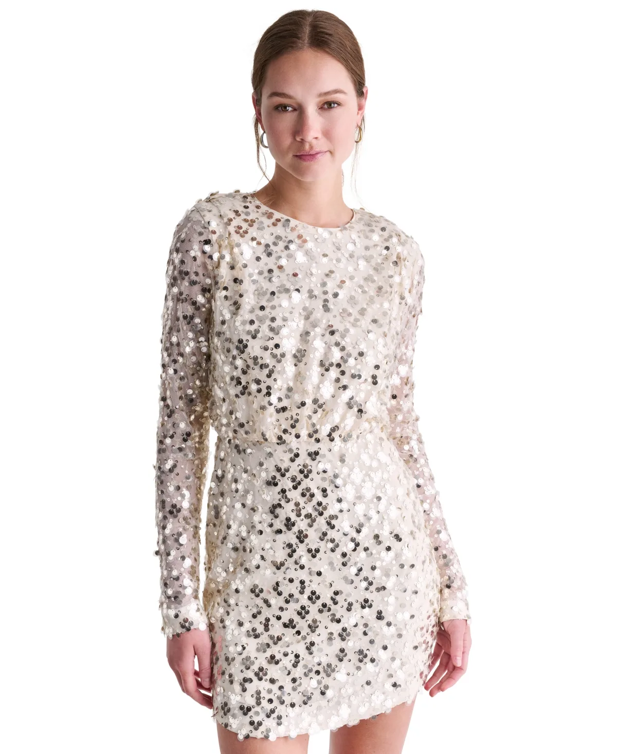 Sequin Crewneck Mini Dress by BCBG