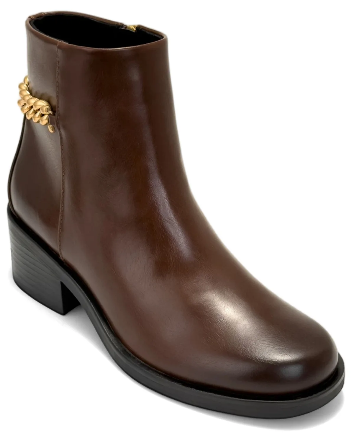 Xia Block-Heel Round-Toe Faux Leather Booties by Aerosoles