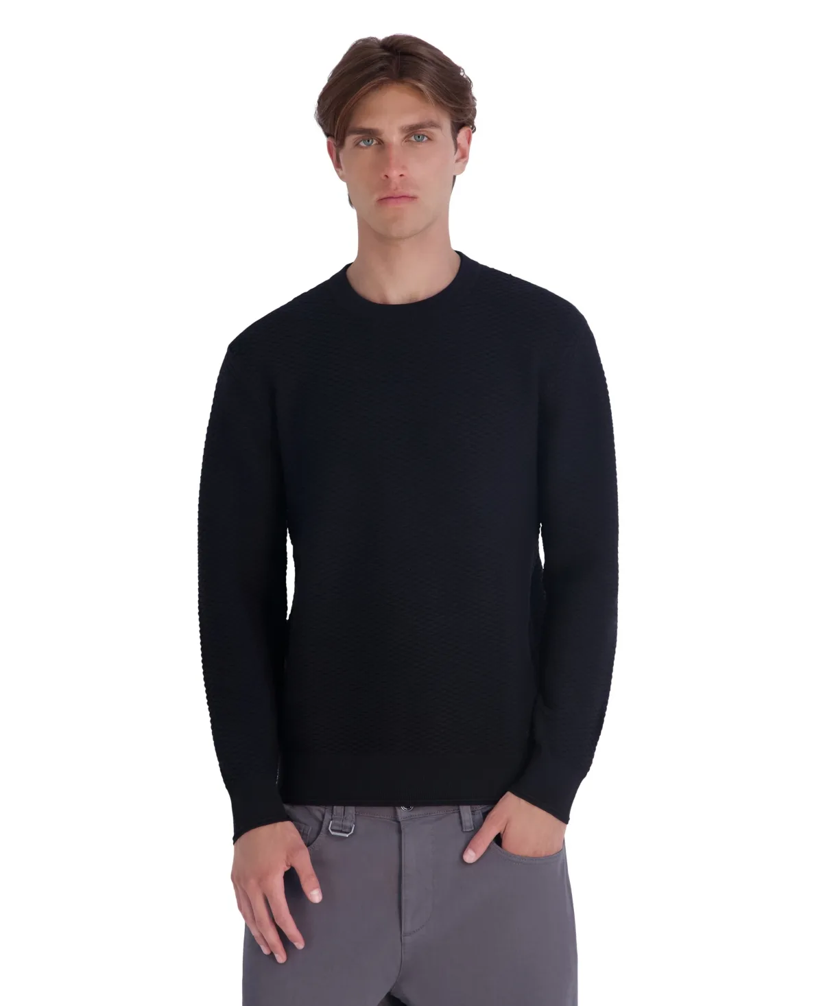 Textured Crewneck Modern-Fit Sweater