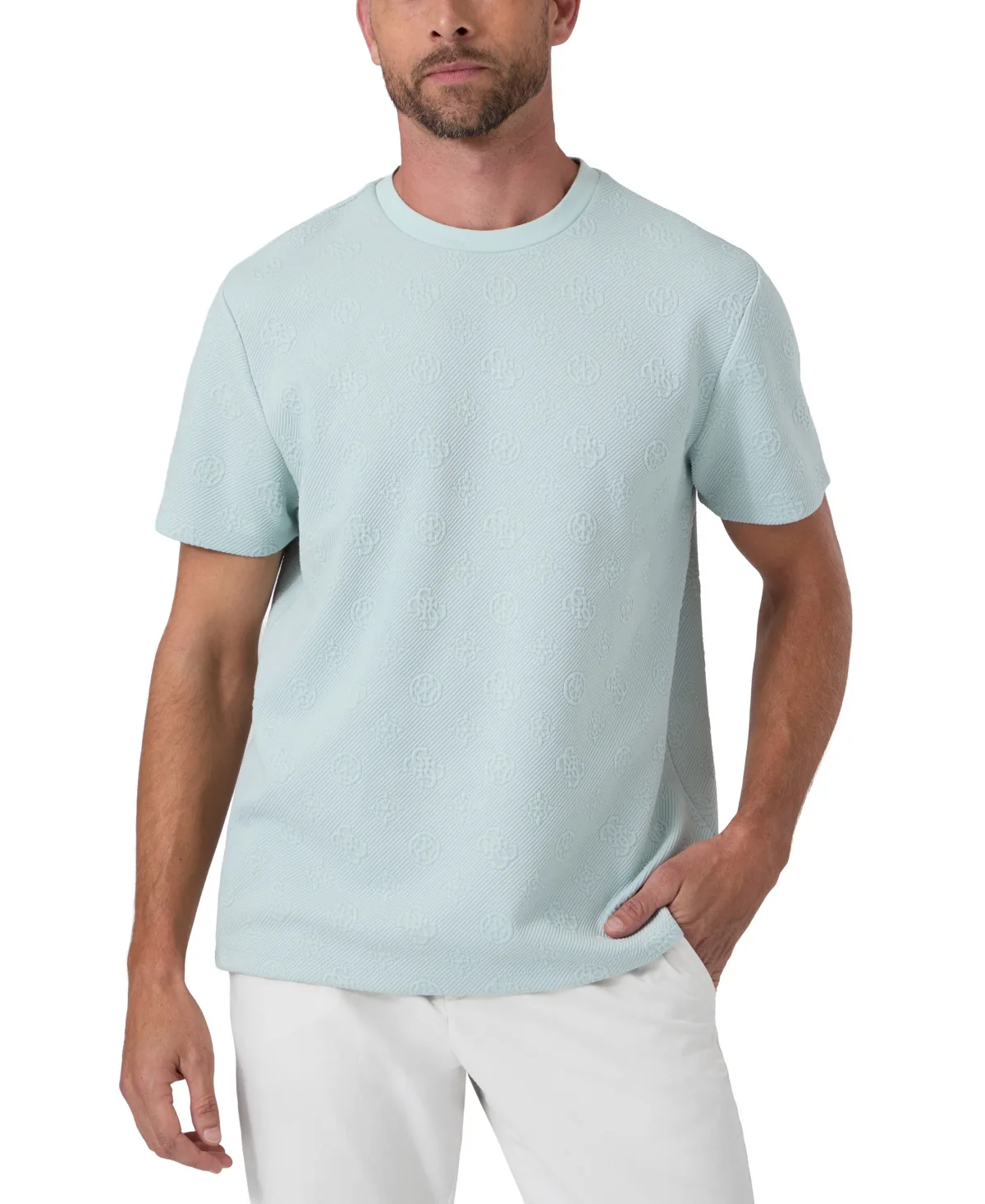 Rover Twill Knit Short-Sleeve Allover Monogram T-Shirt by GUESS