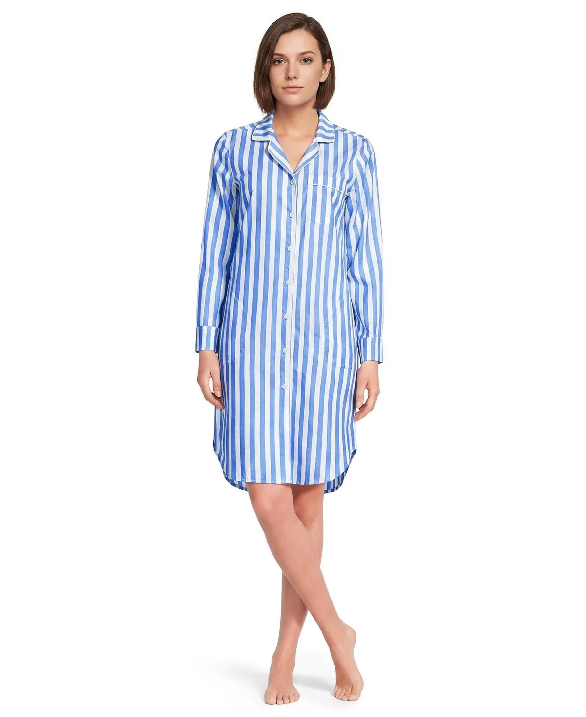 Cotton Poplin Long Sleeve Sleepshirt Nightgown by Lands' End