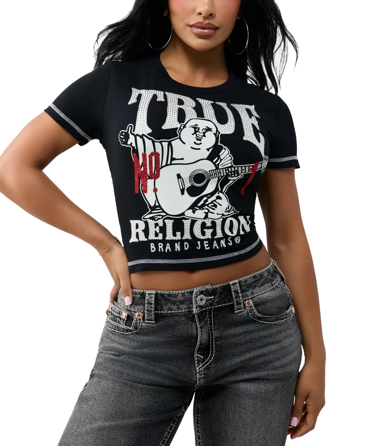 Baby Short-Sleeve Graphic-Print Crewneck Crop T-Shirt by True Religion