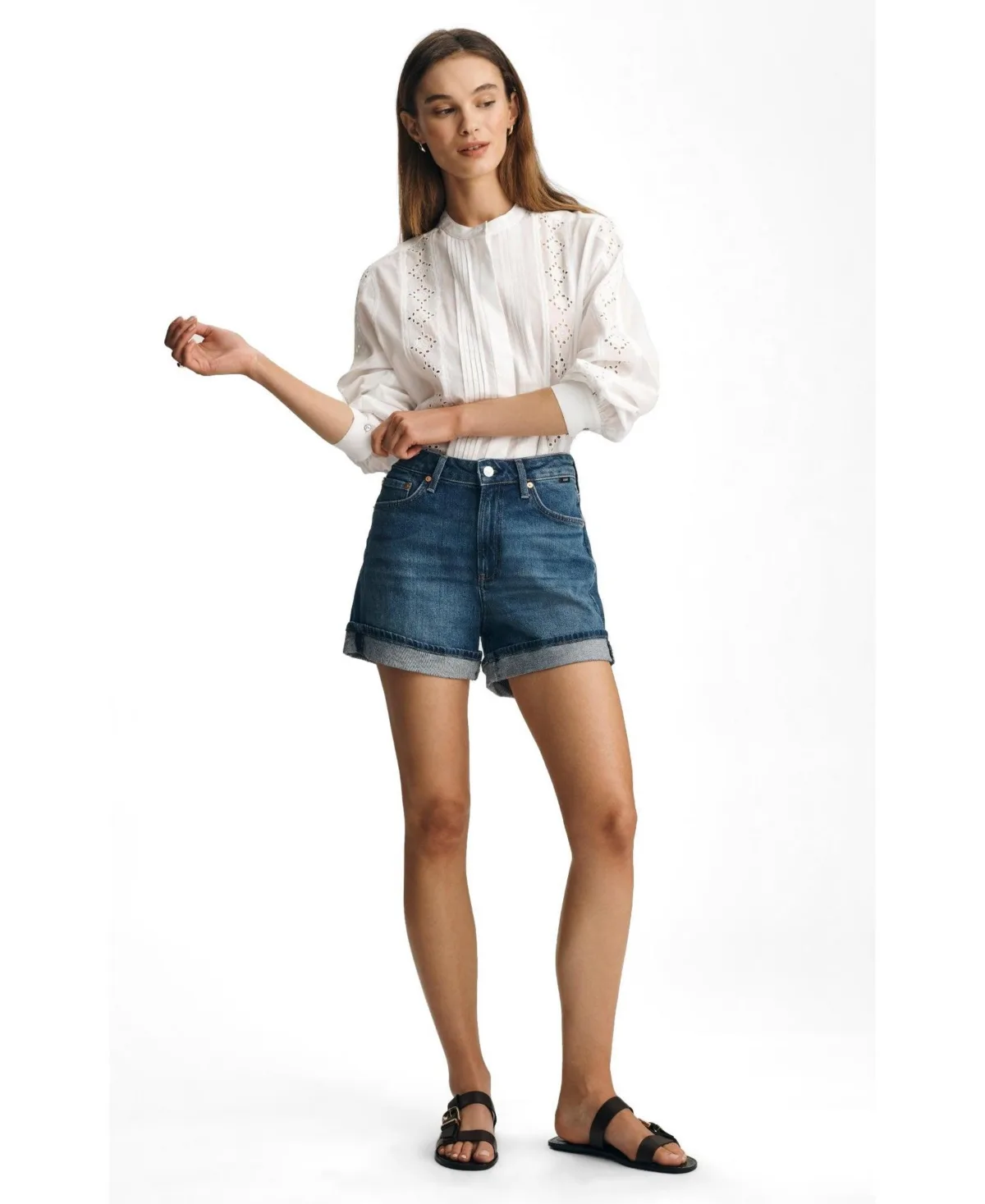 Heidi High-Waisted Cuffed Denim Shorts, 3.5 Inseam by Mavi Jeans