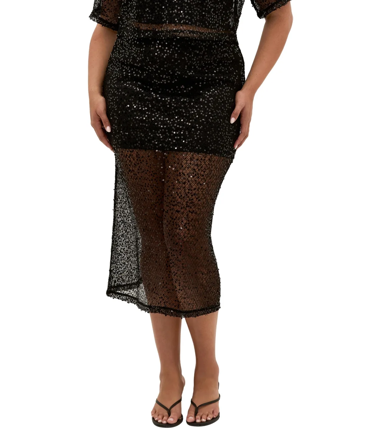 Stardust Sequin Maxi Skirt by City Chic